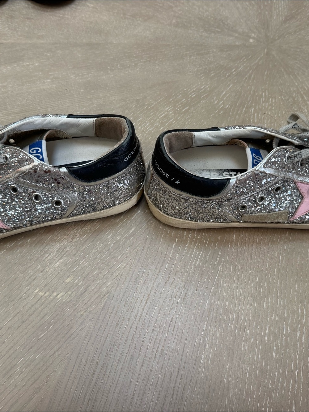 Golden Goose Silver Glitter Sneaker with Pink Star - Picture 2 of 4